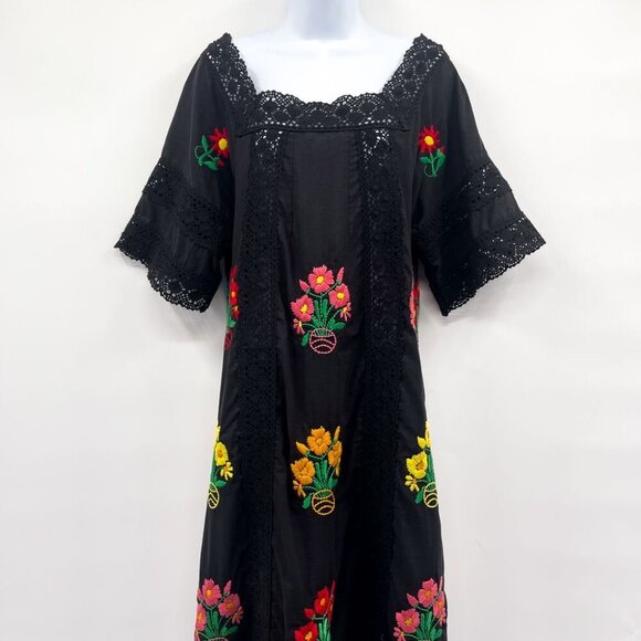 Christy Dawn Handmade Floral Embroidered Simone Maxi Dress in Noir Embroidery - Picture 7 of 15